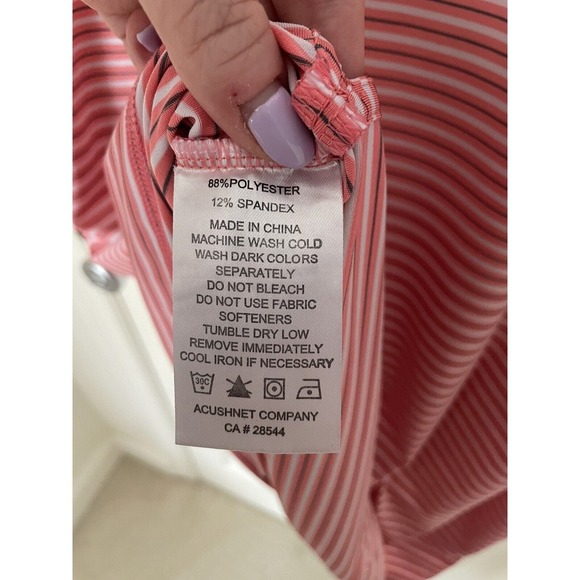 FootJoy Fords Colony Country Club Pink White Stripe Polo Golf Shirt Mens XL - Picture 6 of 7